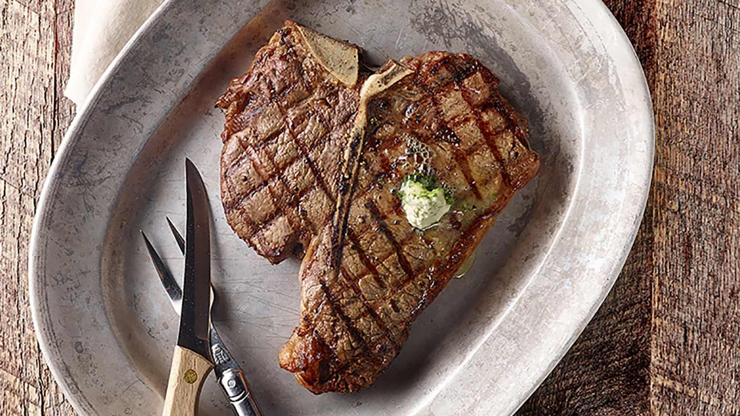 Grilled Porterhouse with Shallot Herb Butter