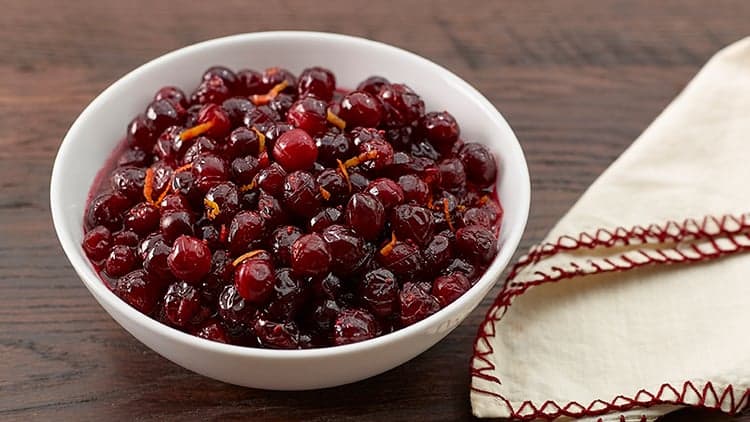 Bowl of cranberries with port and orange