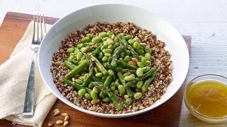 Asparagus and Edamame Quinoa Bowl