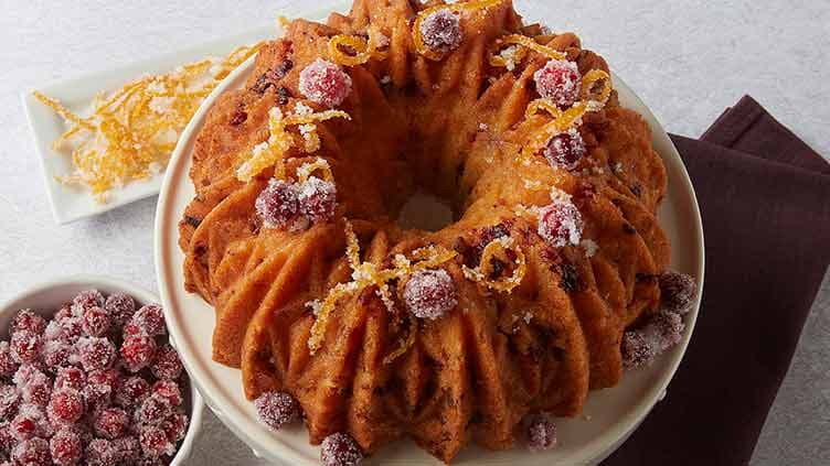Cranberry Almond Bundt Cake with Orange Soak
