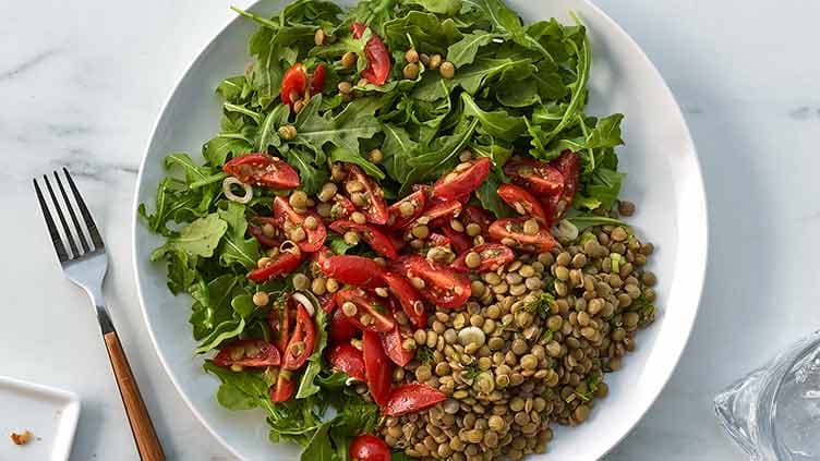 Lentil Arugula Salad with Tomato and Dill