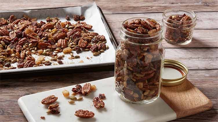 Pumpkin Spiced Nuts with Candied Ginger