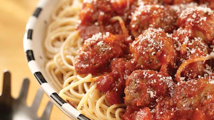 Spaghetti with Easy Oven Meatballs